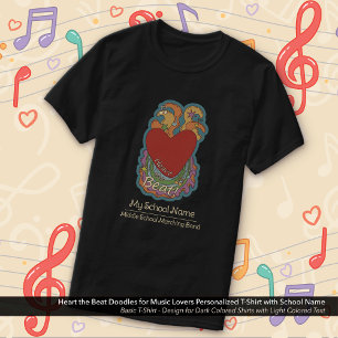 Camiseta Heart the Beat Doodles Music Lovers School Name