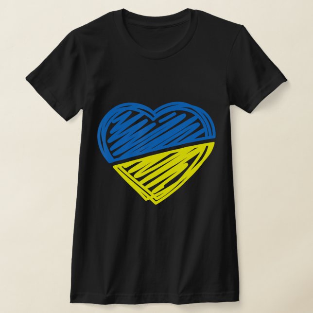Camiseta Heart Ucrânia I Stand With Ucraniano Flag (Postura )