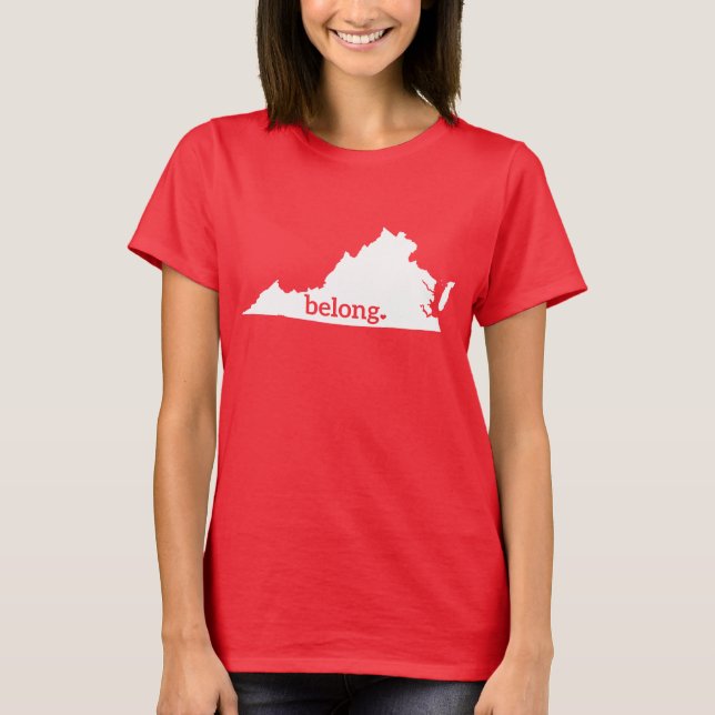 Camiseta Heart Virginia, Belong State Map (Frente)
