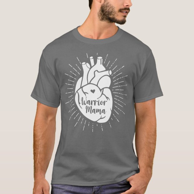 Camiseta Heart Warrior Mama CHD Awareness Congenital (Frente)