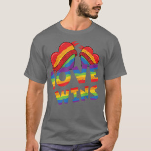 Camiseta Heart Win Love Rainbow Orgulho gay LGBTQ LGBT Prid