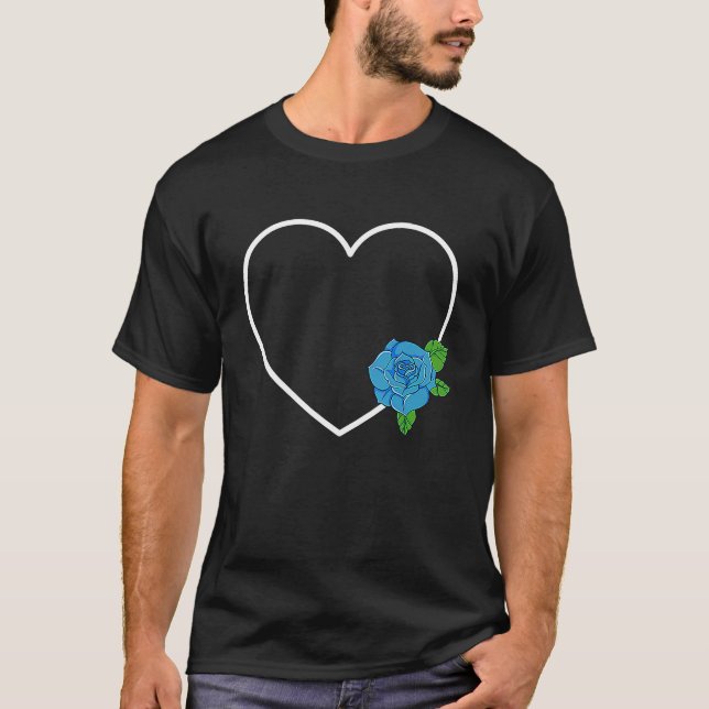 Camiseta Heart with Blue Flower Rose (Frente)