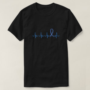 Camiseta Heartbeat Azul da Fita de Sensibilização do Canc