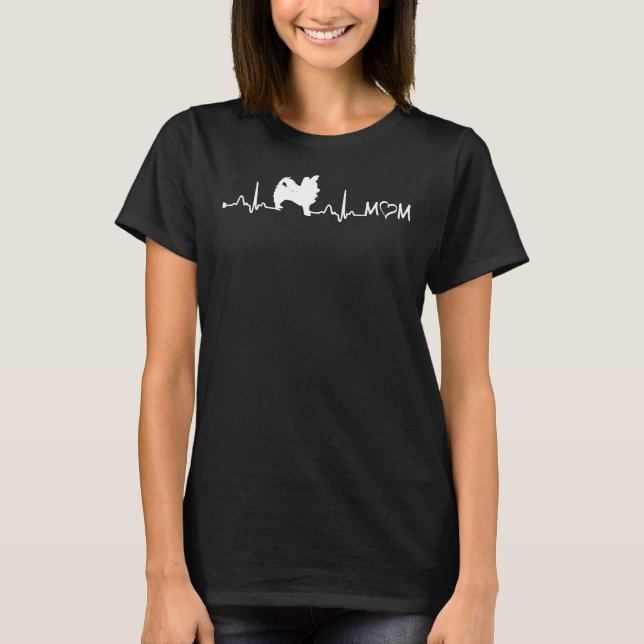 Camiseta Heartbeat Ekg Long Casaco Chihuahua Mãe (Frente)