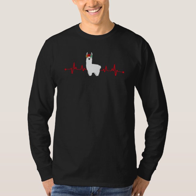 Camiseta Heartbeat Valentine's Day Love Llama Boys Kids (Frente)