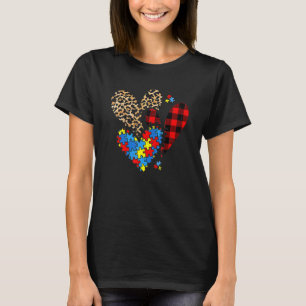Camiseta Hearts Leopard Xadrez Buffalo Meninas Crianças Aut