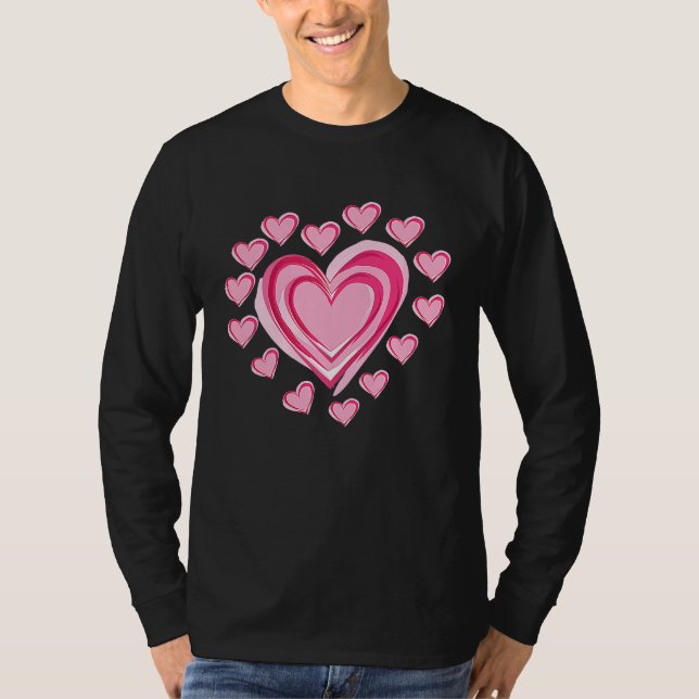 Camiseta Hearts Valentines Day Girls Boys Kids School (Frente)