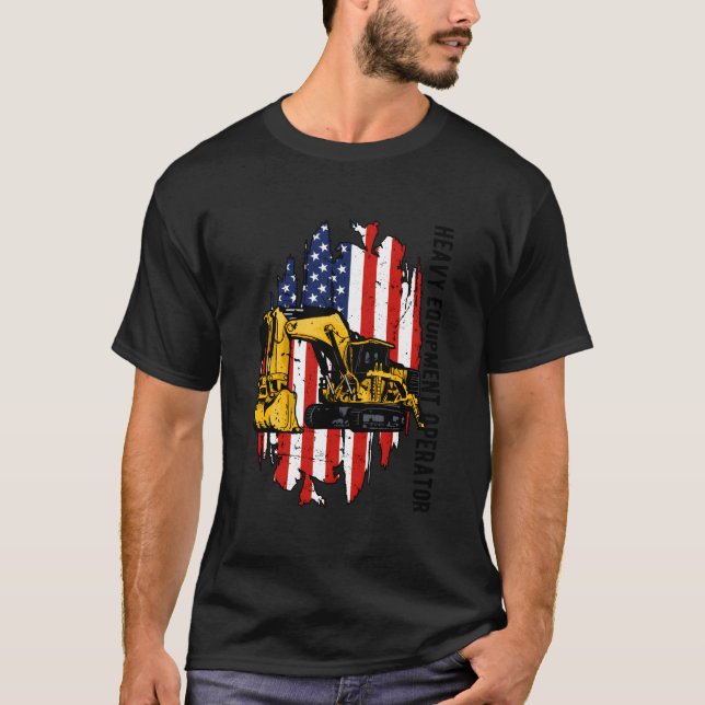 Camiseta Heavy Equipt Operator Us Flag Heavy Machinery Oper (Frente)