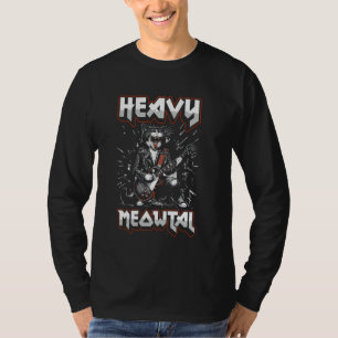 Camiseta Heavy Meowtal - Gato Engraçado & Heavy Metal