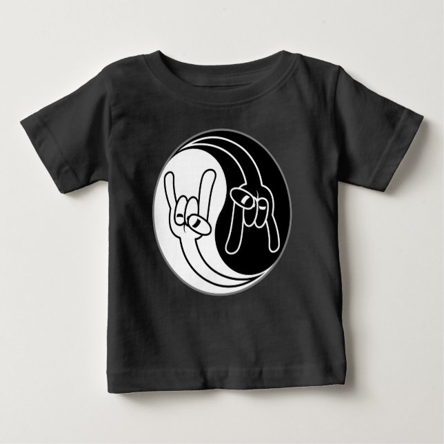 Camiseta Heavy Metal Devil Horns Yin Yang (Frente)