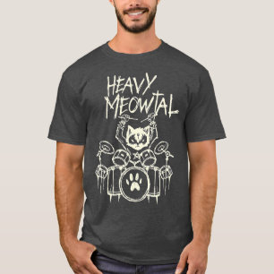 Camiseta Heavy Metal Headbanger Gift Drummer Cat Playing Dr