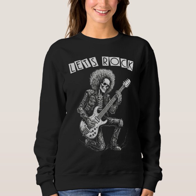 Camiseta Heavy Metal Punk Rock N Roll Let s Rock Skeleton G (Frente)