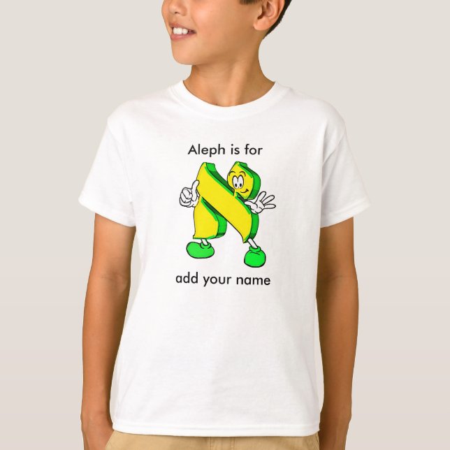 Camiseta Hebraico Cartoon Alef Caracter Long Sleeve Tee (Frente)