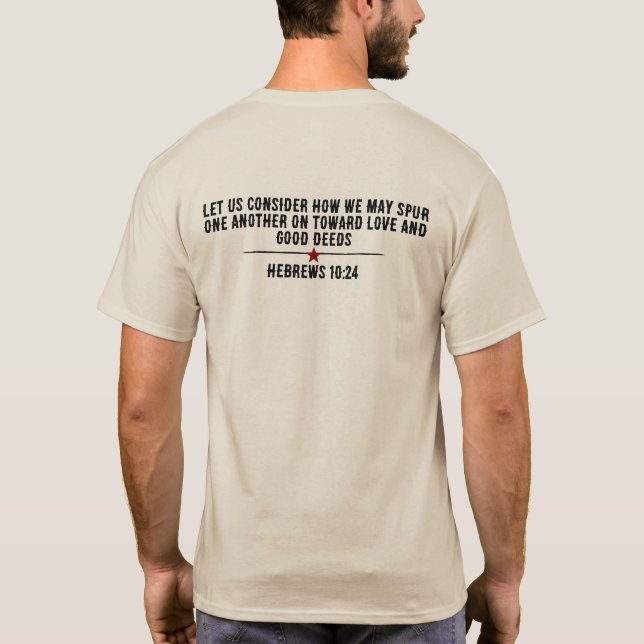 camiseta Hebreus 10:24 com arte personalizada (Verso)
