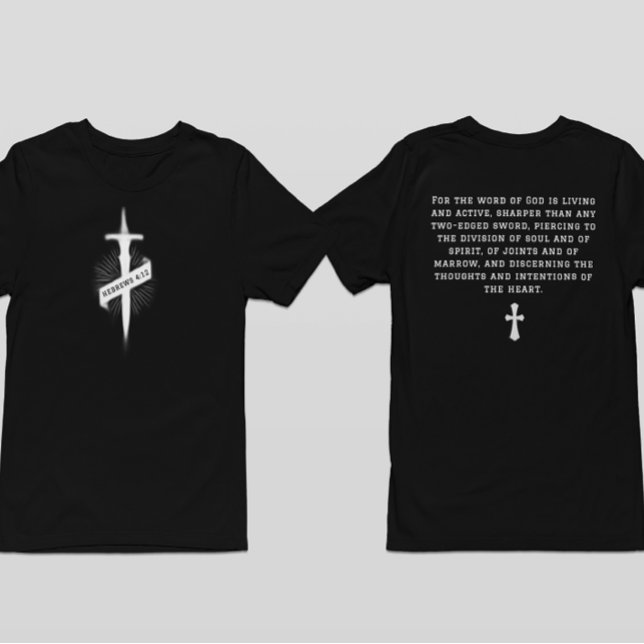 Camiseta Hebrews 4:12 Bible Verse Christian Cross Faith  (Criador carregado)