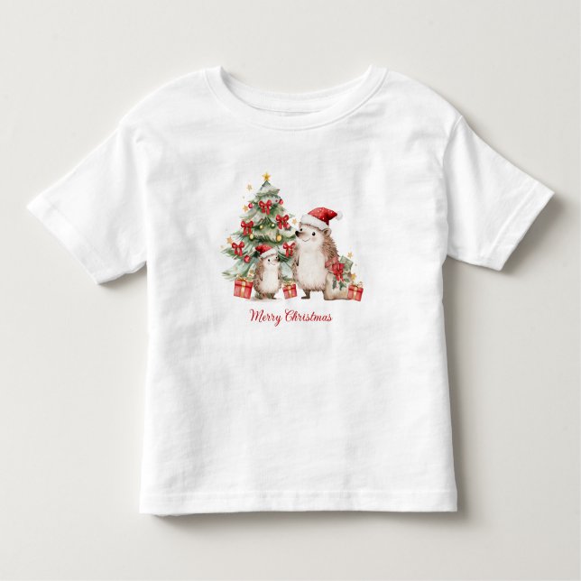 Camiseta Hedgehog Christmas Tree Presents Kids (Frente)