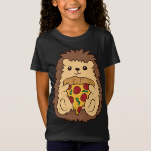 Camiseta Hedgehog Comendo Pizza Comida Rápida Pizza Hedgeho