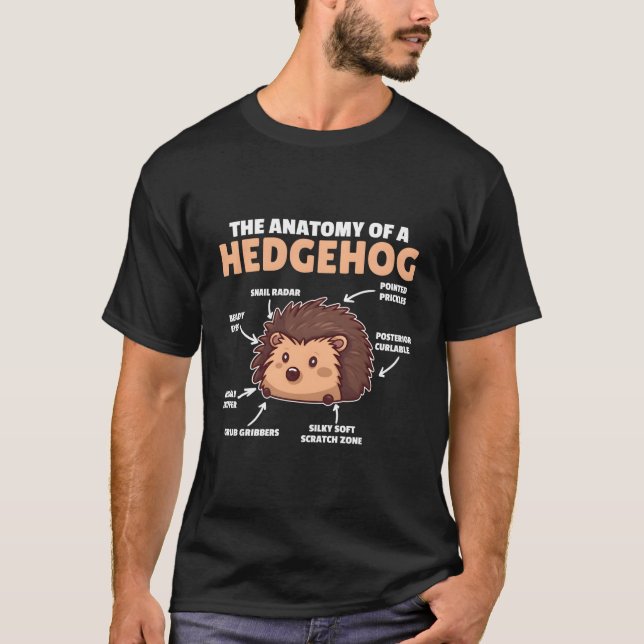 Camiseta Hedgehog Explicação Anatomia De Hedgehogs (Frente)