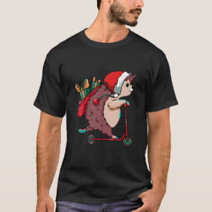 Camiseta Hedgehog Santa Hat Natal Pajama Cute Animal Xm