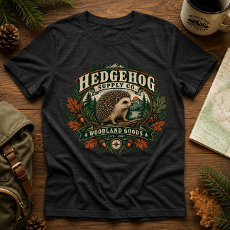Camiseta Hedgehog Supply Co. Produtos Florestais Vintage Na