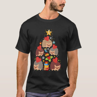 Camiseta Hedgehog Tree Luzes Engraçadas Hedgehog Xmas Prese