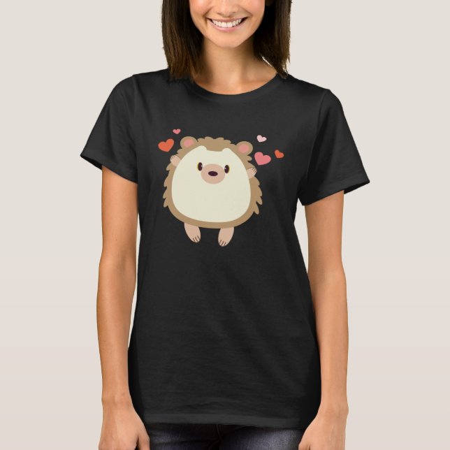 Camiseta Hedgehog Valentines Day Heart Animals (Frente)