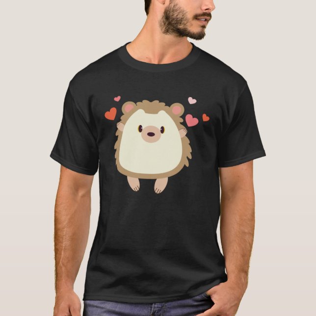 Camiseta Hedgehog Valentines Day Heart Animals (Frente)