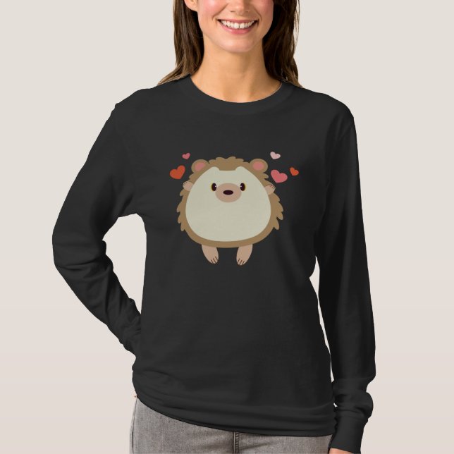 Camiseta Hedgehog Valentines Day Heart Animals (Frente)