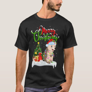 Camiseta Hedgehog Xmas Decorations Papais noeis Hedgehog Na