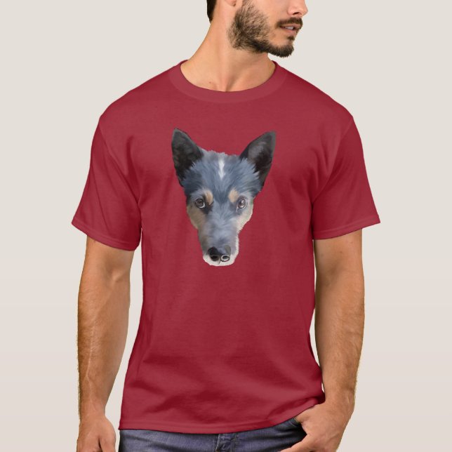 Camiseta Heeler azul/cão australiano do gado (Frente)