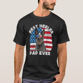 Camiseta Heeler Dad For Men American Flag Blue Australian C