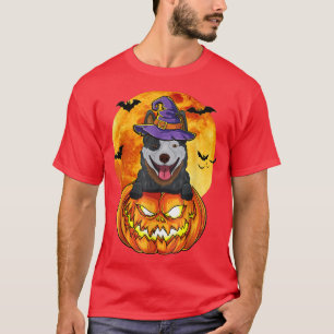 Camiseta Heeler Witch Pumpkin Cão de Halloween Engraçado