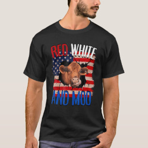 Camiseta Heifer Red White Moo Highland Cow 4 de julho Indep