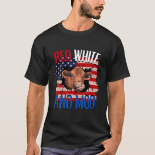 Camiseta Heifer Red White Moo Highland Cow 4 De Julho Indep