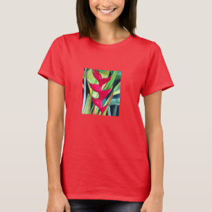 Camiseta Heliconia Lobster Claw, flor de aquarela tropical