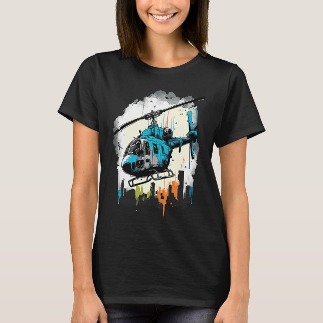 Camiseta Helicopter over the city  graffiti (Frente)