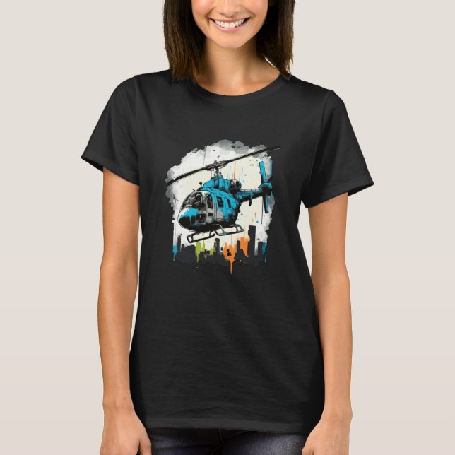 Camiseta Helicopter over the city graffiti (Frente)