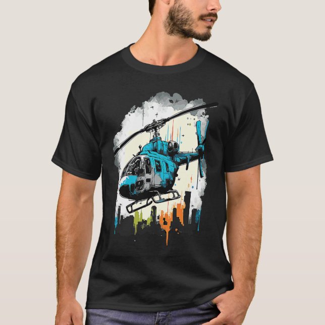 Camiseta Helicopter over the city  graffiti (Frente)