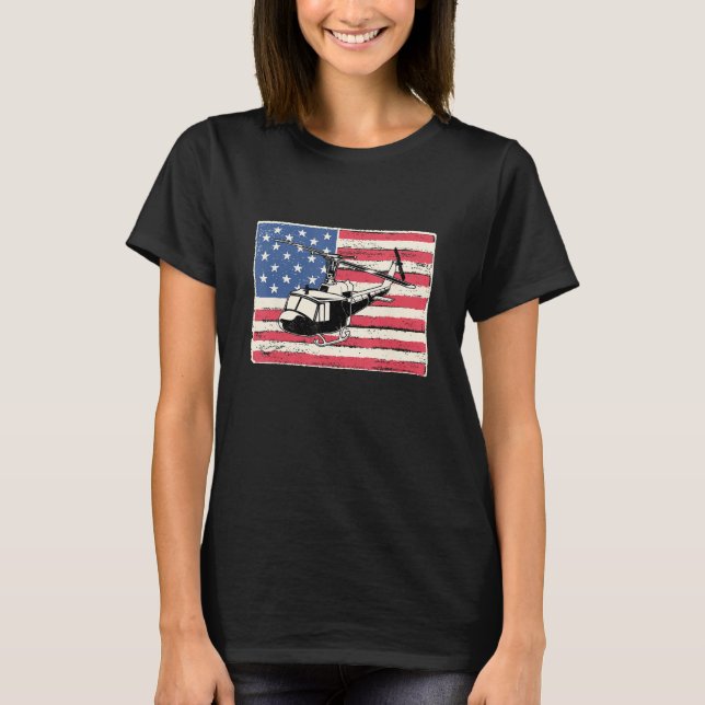 Camiseta Helicopter pilot for men gift american flag patrio (Frente)