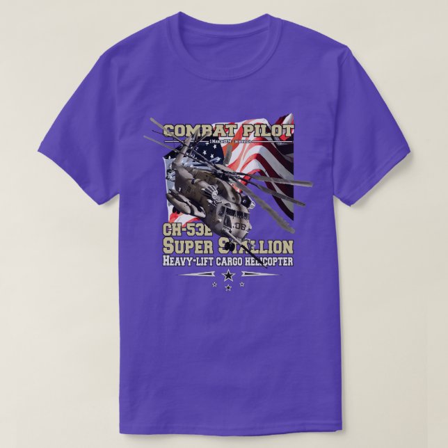 Camiseta Helicóptero de pilotagem CH53E Super Stallion (Frente do Design)