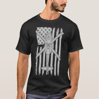 Camiseta Helicóptero Militar Blackhawk Bandeira Americana U
