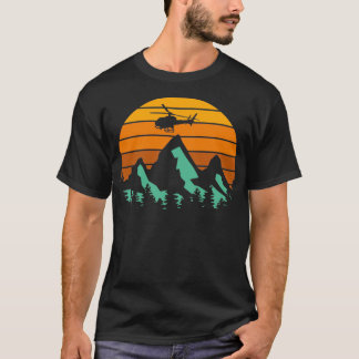 Camiseta Helicóptero Montagens Vintage Piloto Heli Sunset