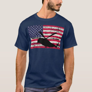 Camiseta Helicóptero Patriótico CH53 e MH53 bandeira americ