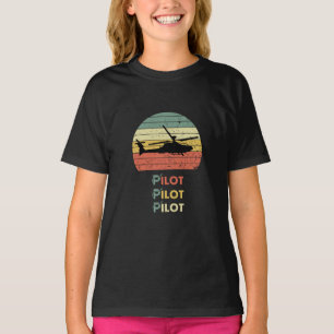 Camiseta Helicóptero & Pôr do Sol, Aviação Simples Retro Vi