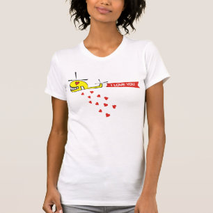 Camiseta Helicóptero que reboca um dia dos namorados da
