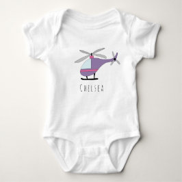 Camiseta Helicóptero Roxo da Rapariga Personalizada com Nom