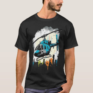 Camiseta Helicóptero sobre o grafite da cidade