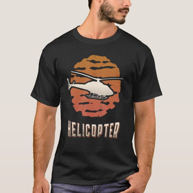 Camiseta Helicóptero Vintage Retro Classic Sunset (Frente)