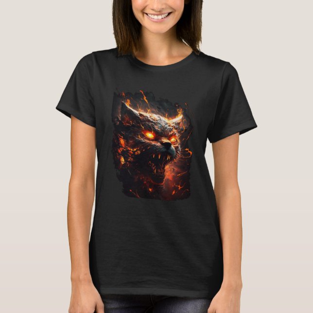 Camiseta Hell Cat Satanic Cat Evil Cat Cat Mom Cat Dad Cat  (Frente)