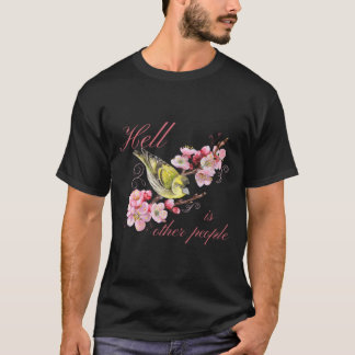 Camiseta \Hell is Other Pessoas Retro Vintage Bird Flowers